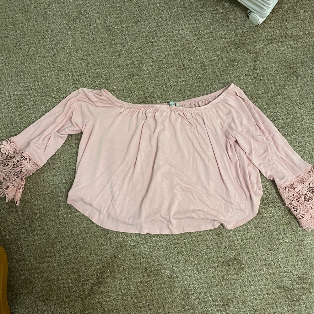 Light flowy off shoulder pink shirt